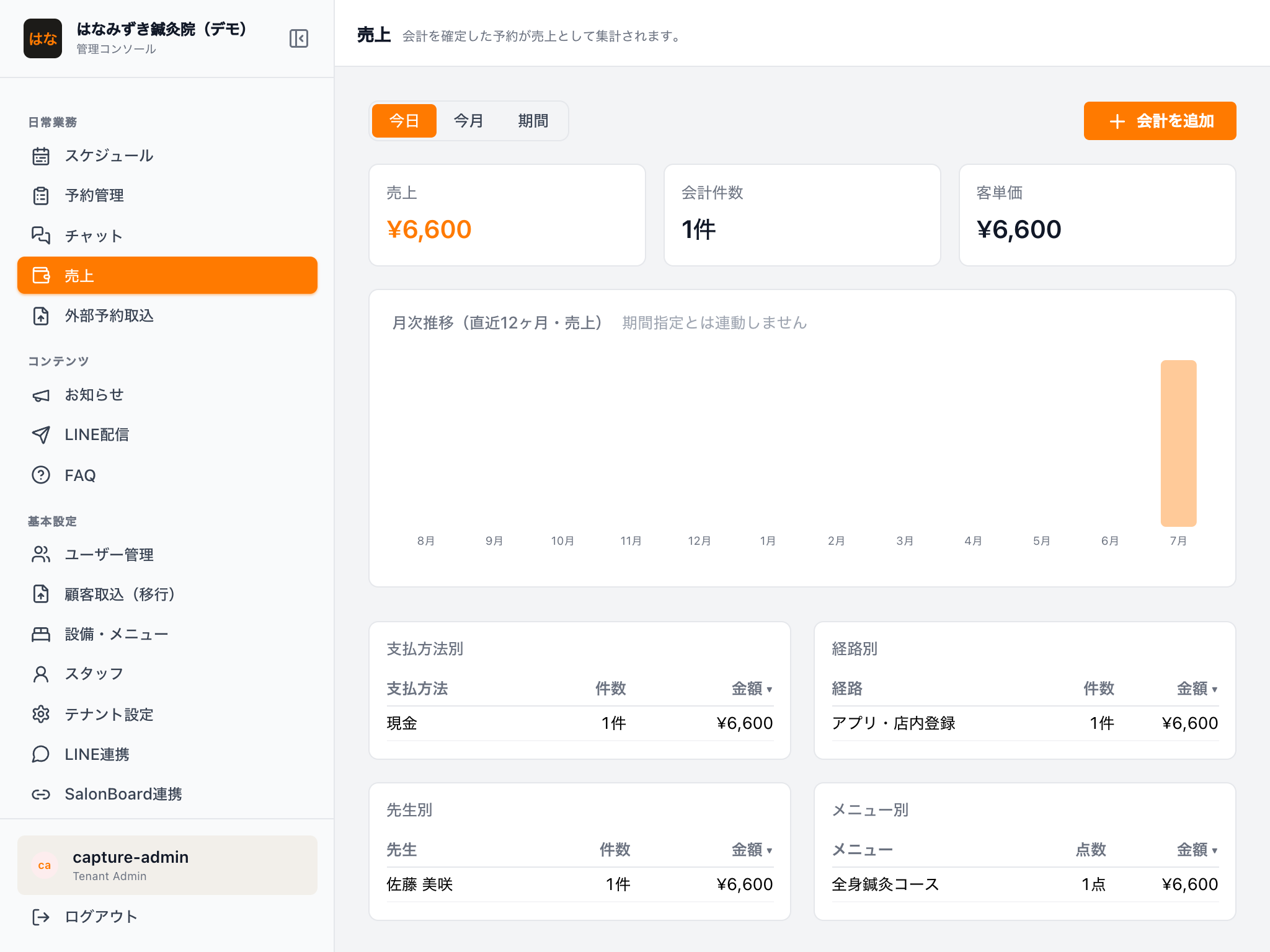 売上画面